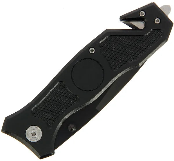 Lock Knife -  Black with Rope Cutter, Glass Breaker and SS Handle